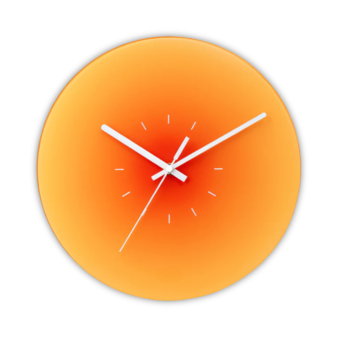 Horloge murale en verre coucher de soleil | Design moderne à dégradé