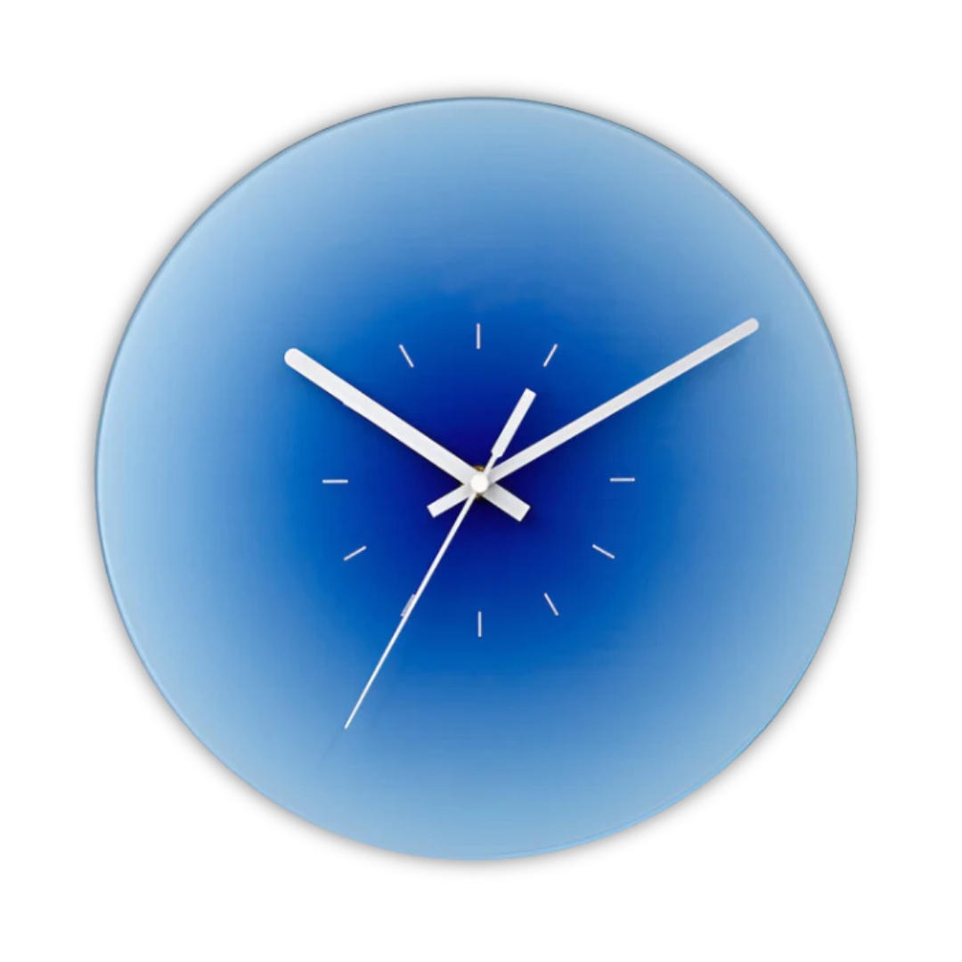 Horloge murale en verre coucher de soleil | Design moderne à dégradé