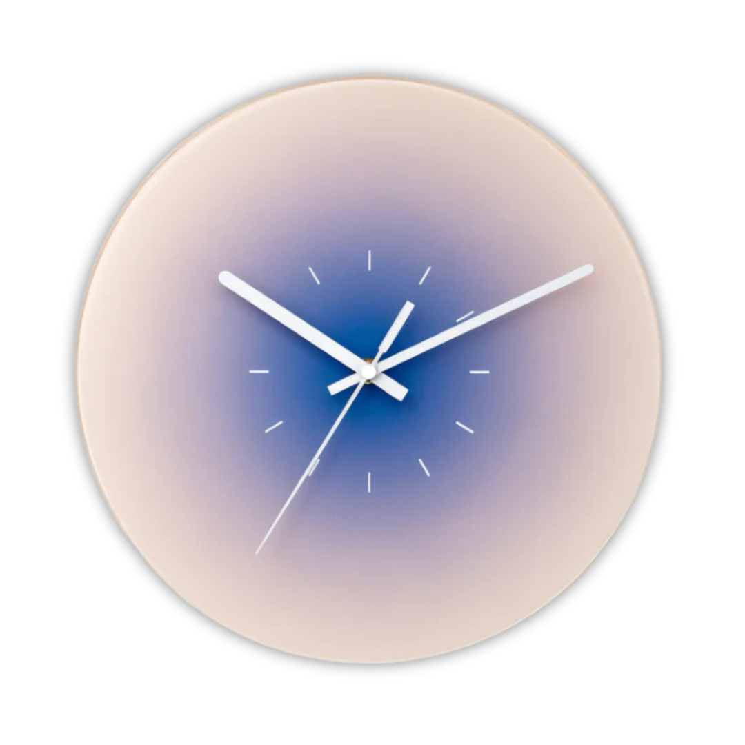 Horloge murale en verre coucher de soleil | Design moderne à dégradé