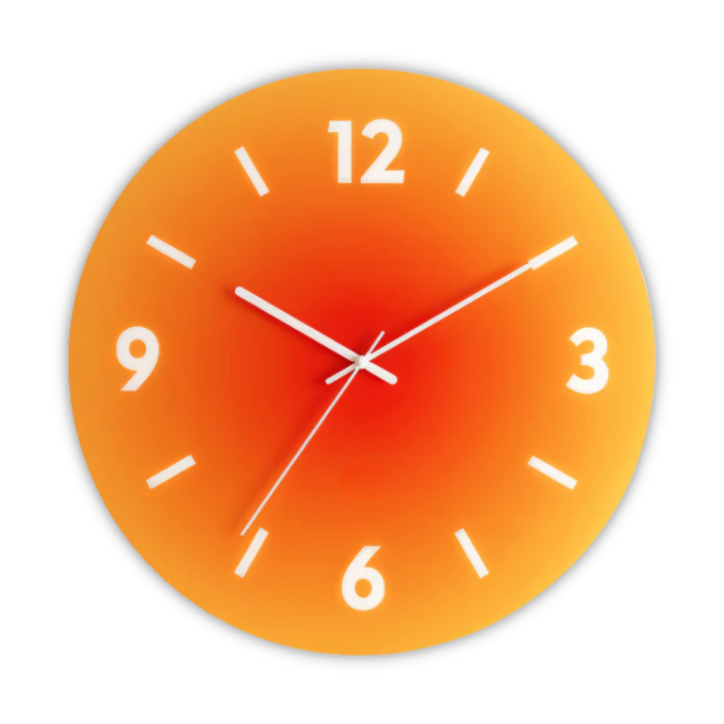 Horloge murale en verre coucher de soleil | Design moderne à dégradé