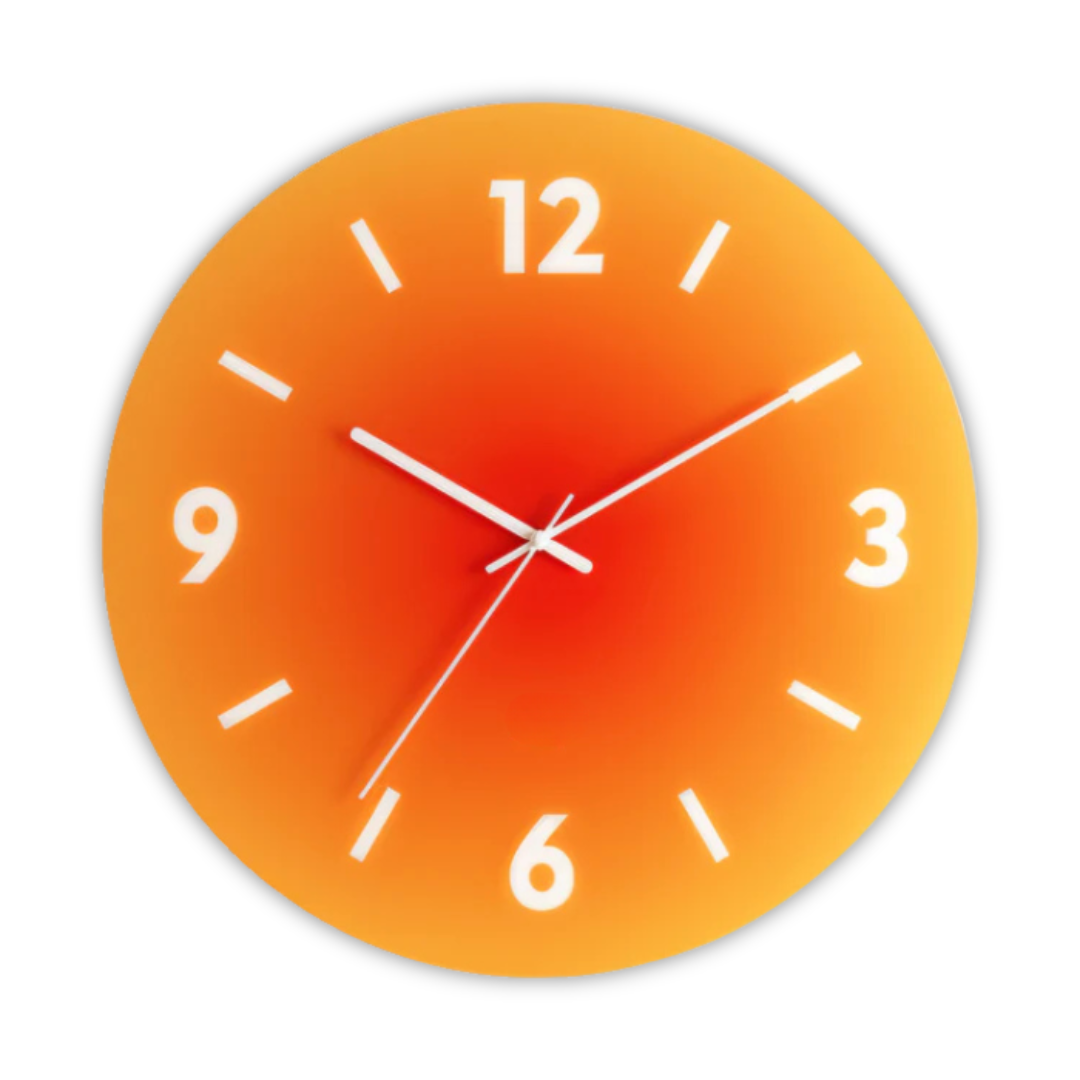 Horloge murale en verre coucher de soleil | Design moderne à dégradé