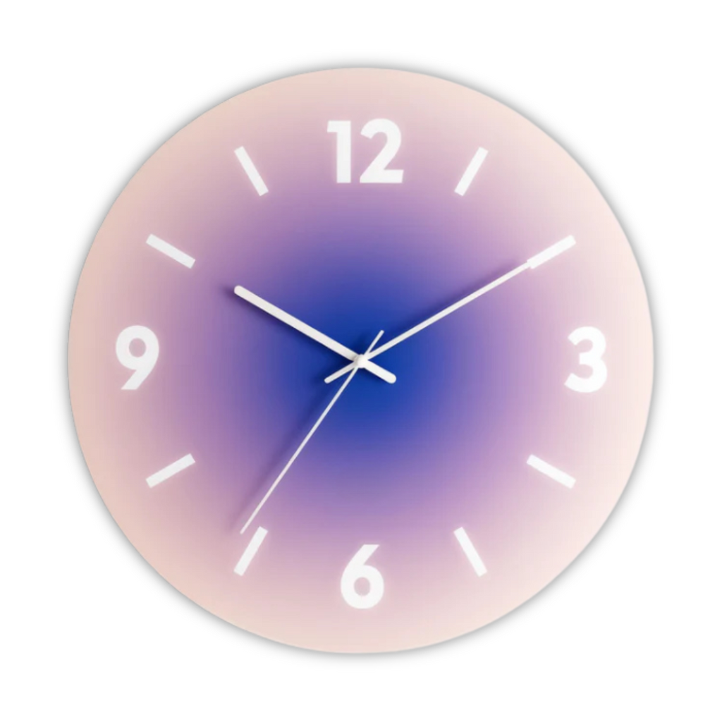 Horloge murale en verre coucher de soleil | Design moderne à dégradé