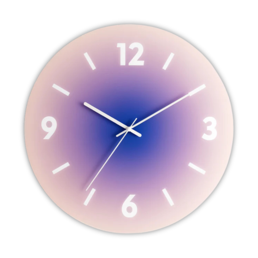 Horloge murale en verre coucher de soleil | Design moderne à dégradé