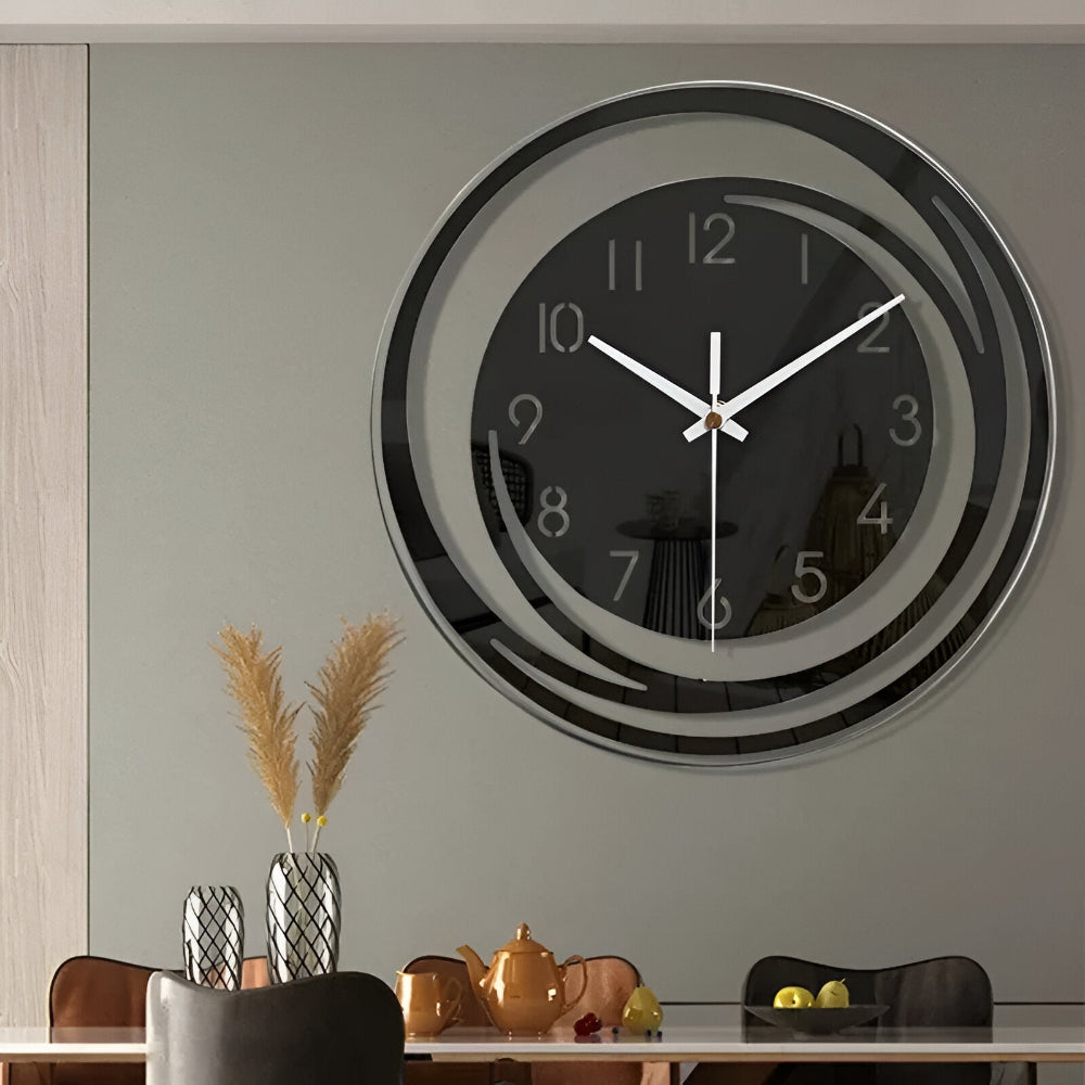 Horloge Murale Moderne Acrylique Noir Style Scandinave