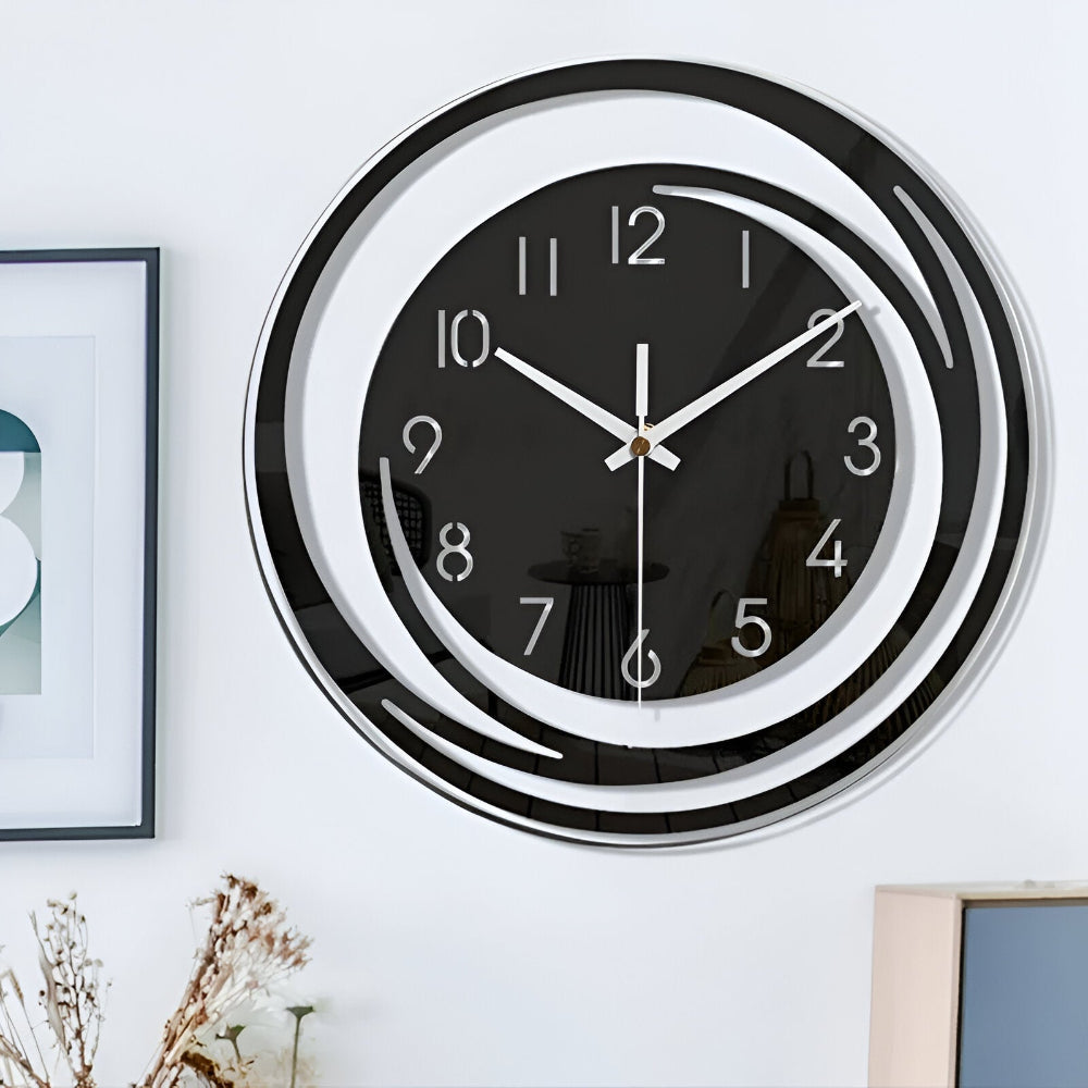 Horloge Murale Moderne Acrylique Noir Style Scandinave