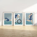 Affiche Triathlon Triptyque - Décoration Sport Natation Vélo Course