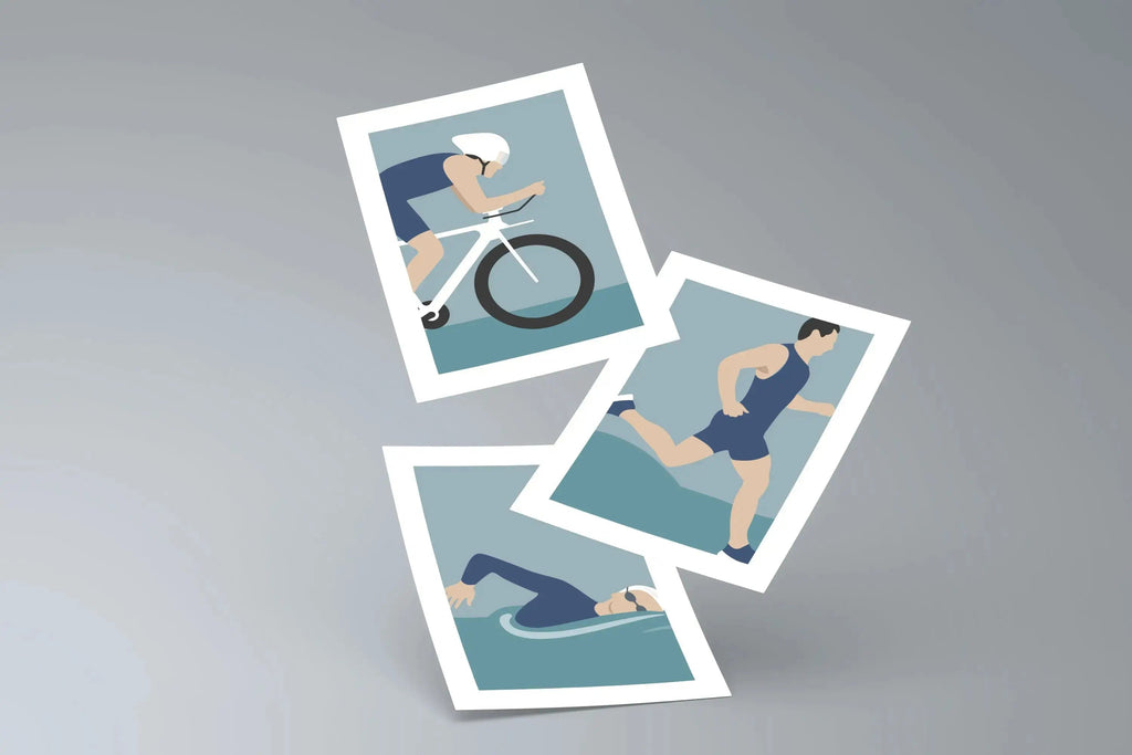 Affiche Triathlon Triptyque - Décoration Sport Natation Vélo Course