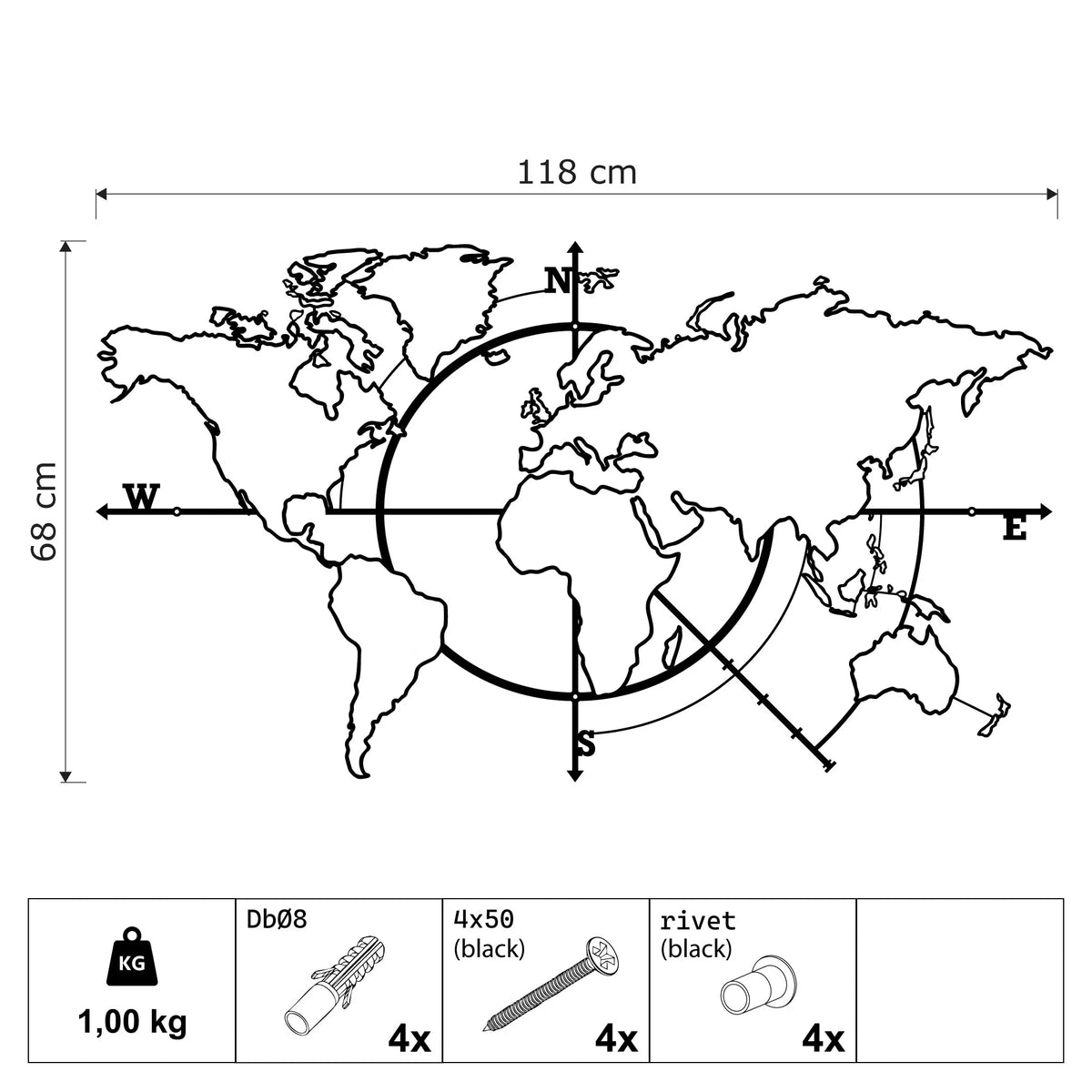 Décoration Murale en Métal - Carte du monde (2020)