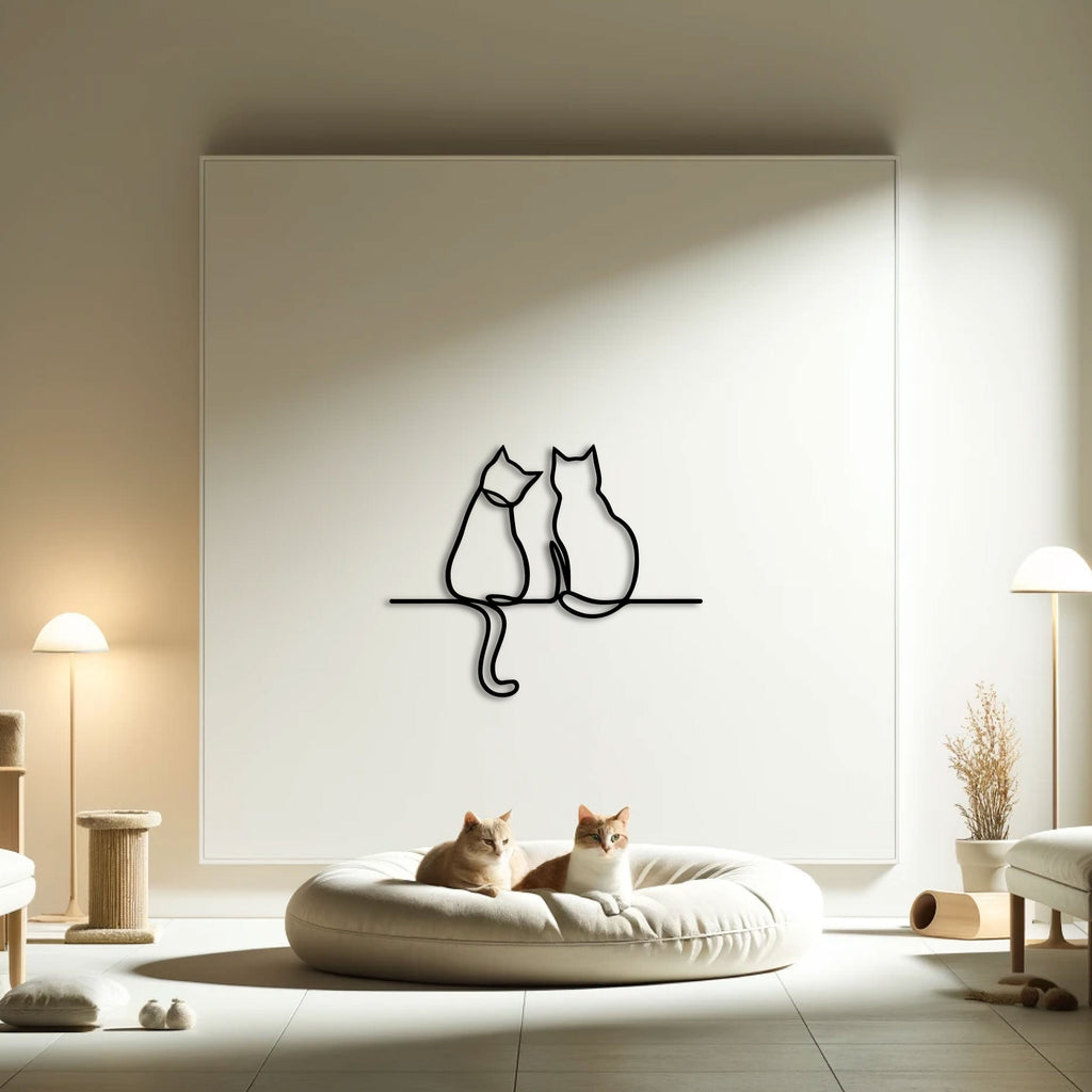 Décoration Murale en Métal - Conte de Deux Chats