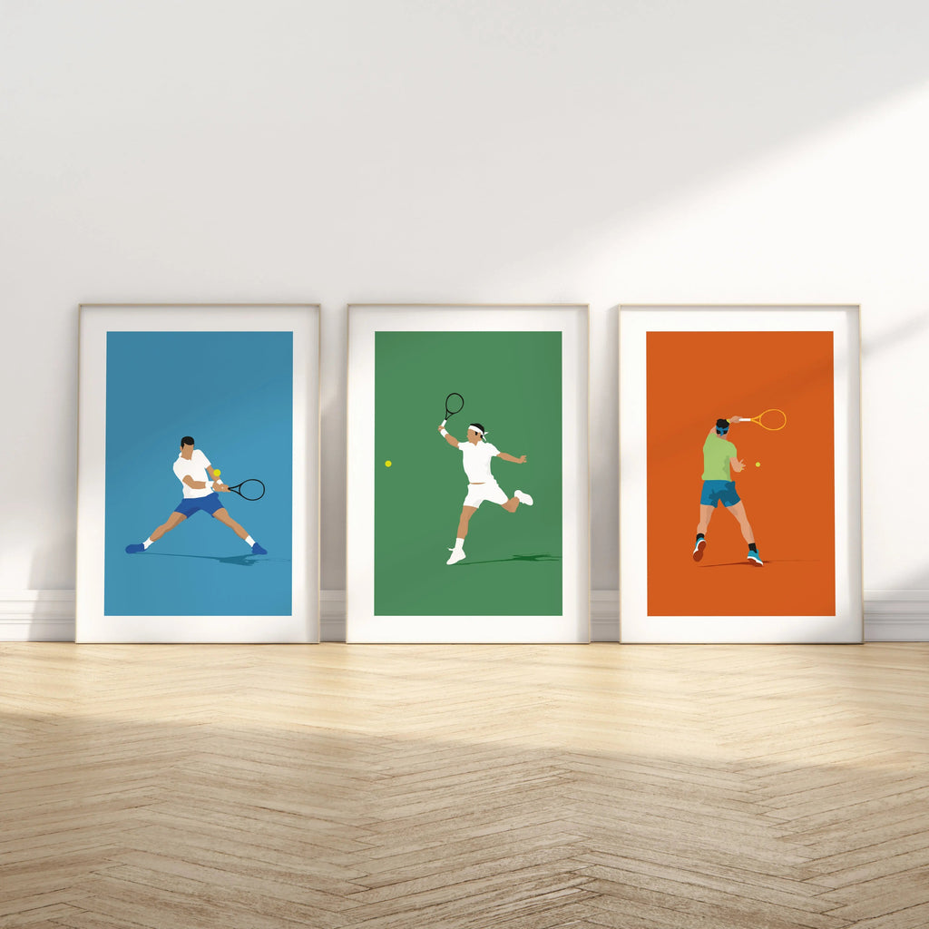 Triptyque affiche tennis minimaliste | Poster tennis design | Décoration murale sport premium