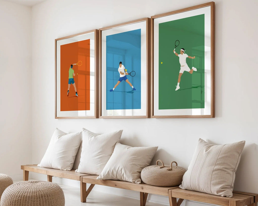 Triptyque affiche tennis minimaliste | Poster tennis design | Décoration murale sport premium