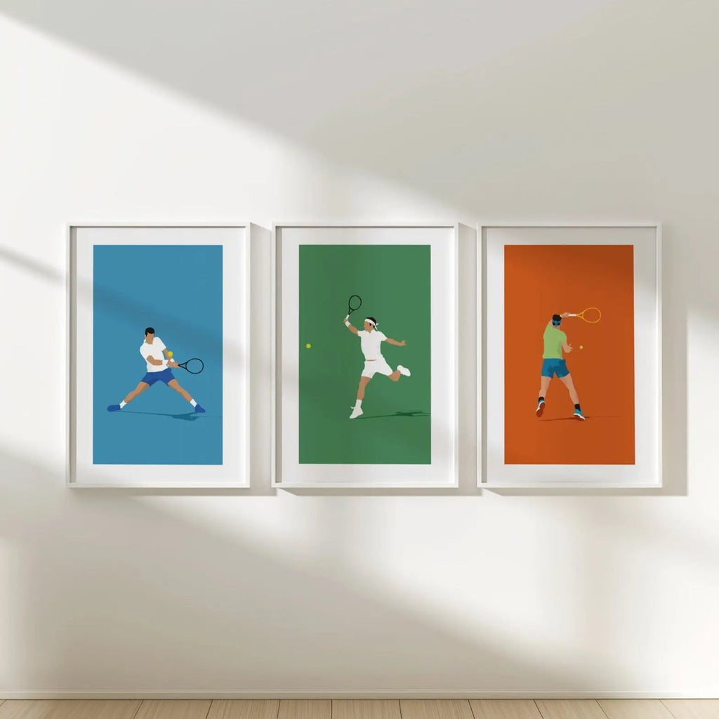 Triptyque affiche tennis minimaliste | Poster tennis design | Décoration murale sport premium